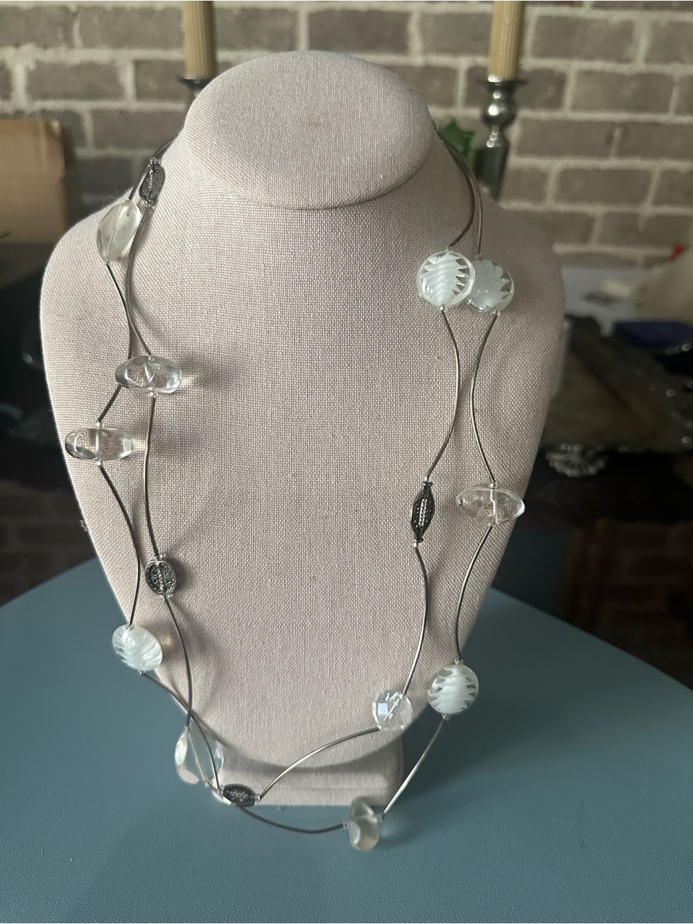 Gorgeous Silpada Delicate Multi-Strand White Glass Bead Necklace N2324